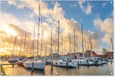 Tuinposter - Tuindoek - Tuinposters buiten - Zee - Zeilboot - Haven - 120x80 cm - Tuin