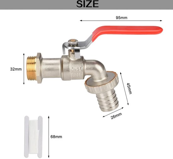 Robinet de vidange comme accessoire de réservoir Ibc , robinet de conteneur Ibc 1 pouce/robinet à bille pour jardin, machine à laver, baril de pluie 1000 l