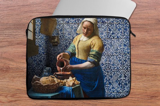 Housse pour ordinateur portable 15 pouces - Melkmeisje - Blauw de Delft - Vermeer - Housse pour ordinateur portable