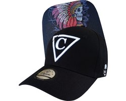 Capiche® Baseball Pet Heren – Dead Chief – Zwart – Verstelbaar met Druksluiting – Sportcap – Curved Cap – Mannen Petten