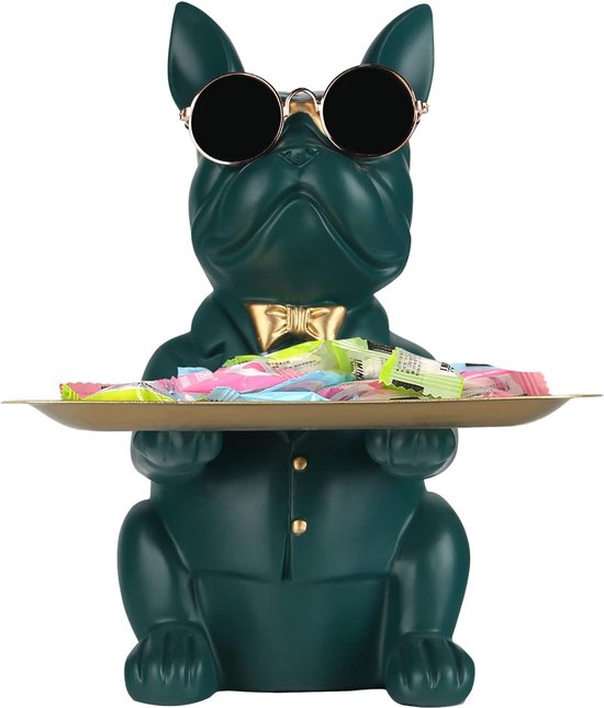Green Bulldog - Moderne spaarpot voor het opbergen van sleutels, snoep, sieraden, oorbellen - Geschikt voor woondecoratie, eettafel, kantoor, lade voor kleine voorwerpen