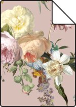 Echantillon ESTAhome papier peint fleurs vintage vieux rose - 139367 - 26,5 x 21 cm