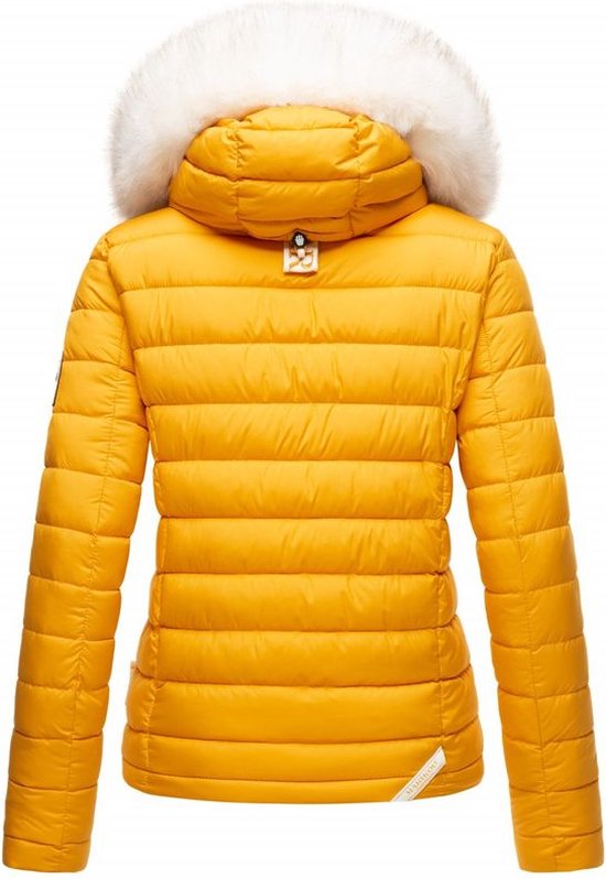 Marikoo Nasrin - Veste d'hiver rembourrée et coupe-vent pour femme - Adulte - À capuche - Jaune - M