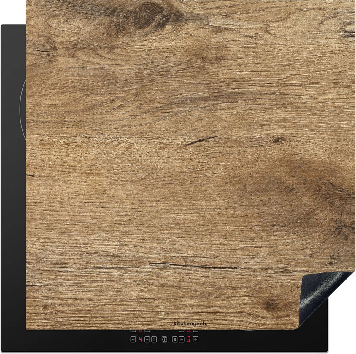 KitchenYeah® Inductie beschermer 58x59 cm - Bruin - Houtmotief - Afdekplaat voor kookplaat - Inductieplaat mat - Beschermingsmat - Beschermplaat - Keuken bescherm decoratie - Afdek kookplaten