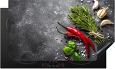 KitchenYeah® Inductie beschermer 91,2x52 cm - Kruiden - Beton print - Specerijen - Peper - Afdekplaat voor kookplaat - Inductieplaat mat - Beschermingsmat - Beschermplaat - Keuken bescherm decoratie - Afdek kookplaten