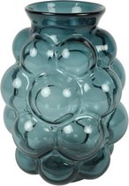 Countryfield Bloemenvaas Bubblegum Large - transparant glas - petrol blauw - D21 x H30 cm - handgemaakte vaas