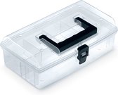 Kistenberg Sorteerbox/vakjes koffer - spijkers/schroeven/kleine spullen - 5 vaks - kunststof - transparant - 24 x 15 x 8.5 cm
