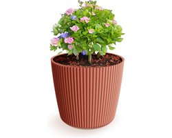Prosperplast Plantenpot/bloempot Buckingham - buiten/binnen - design kunststof - steenrood - D23 x H21 cm