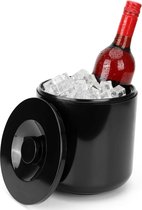 Zwarte IJs Emmer met Deksel en Tang - 4 L Dubbelwandige/Geïsoleerde - Houdt IJs Langer Bevroren - Voor Bar Feesten BBQ’s Picknick - Bier/Wijn/Champagne ice bucket