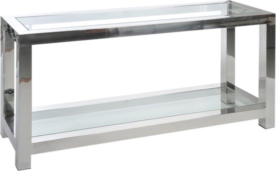 J-Line Console Roestvrij Staal/Glas Zilv 140X40x70cm