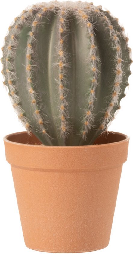 J-Line Cactus Boule + Pot Synthetique Vert/Terracotta Large