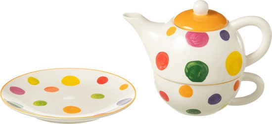 J-Line tasse + théière 'Tea For One' Ligne - porcelaine - mix - boîte cadeau