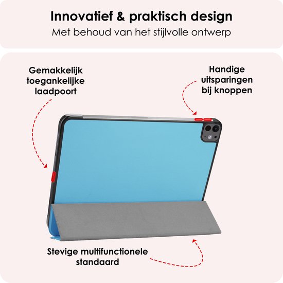 Étui adapté pour iPad Pro 2024 (11 pouces) Étui à couverture rigide avec protecteur d'écran - Bleu clair