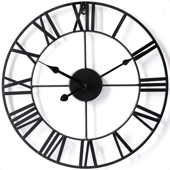 Goliving Wall Clock Industrial - Horloge silencieuse - Horloge murale moderne - Métal - Ø 70 cm - Zwart