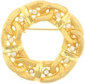 Behave® Broche rond krans goud kleur 5 cm