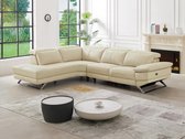 LINEA SOFA Canapé relax électrique avec angle gauche en cuir de génisse beige PUNO II L 299 cm x H 76 cm x P 239 cm