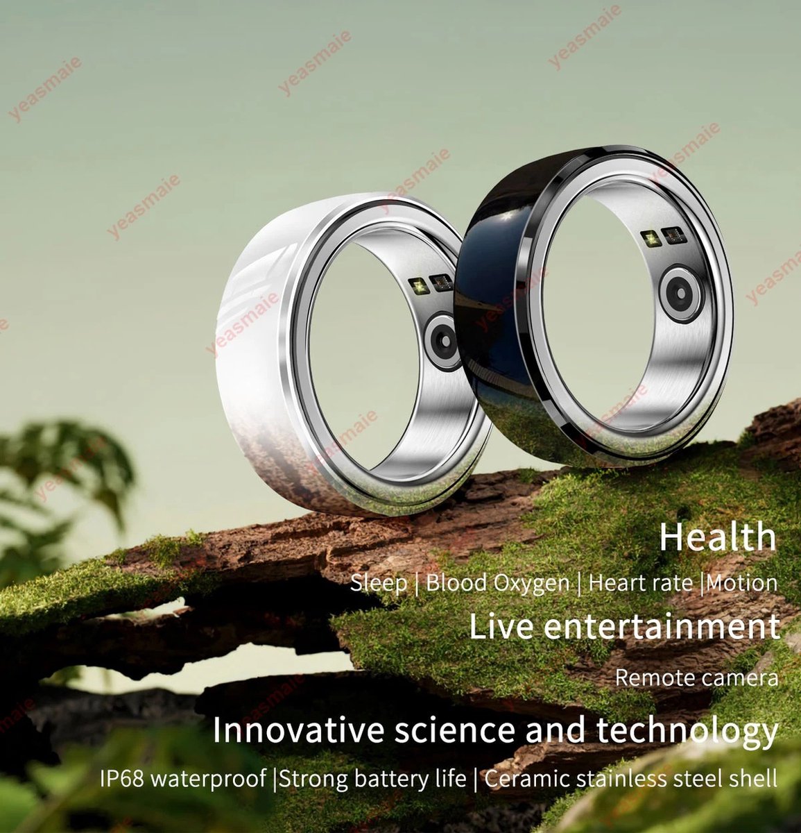Slaaphulp Mode Gezondheid Monitoren NFC Smart Ring Hartslag Bloed Zuurstofthermometer Fitness Tracker Slimme Vinger Ring Digitale Ring Zilver Wit