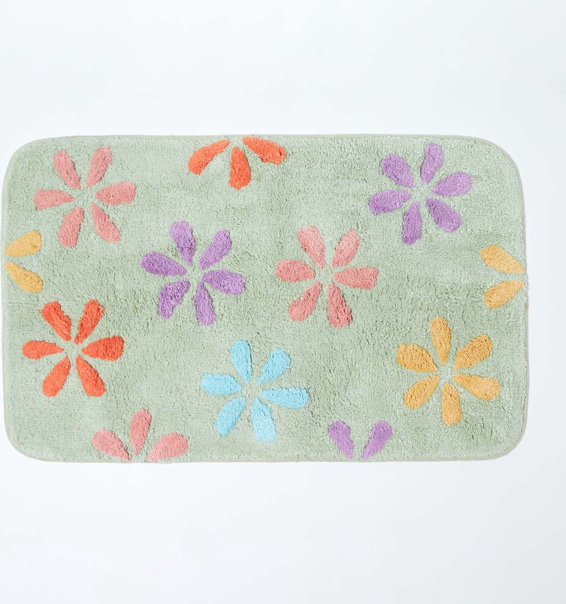 Homescapes antislip bloemenbadmat 100% katoen, meerkleurig