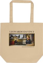 Leonardo da Vinci 'De annunciatie' ("The Annunciation") Beroemde Schilderij Tote Bag | 100% Katoenen Tas | Kunst Tote Bag | Naturel