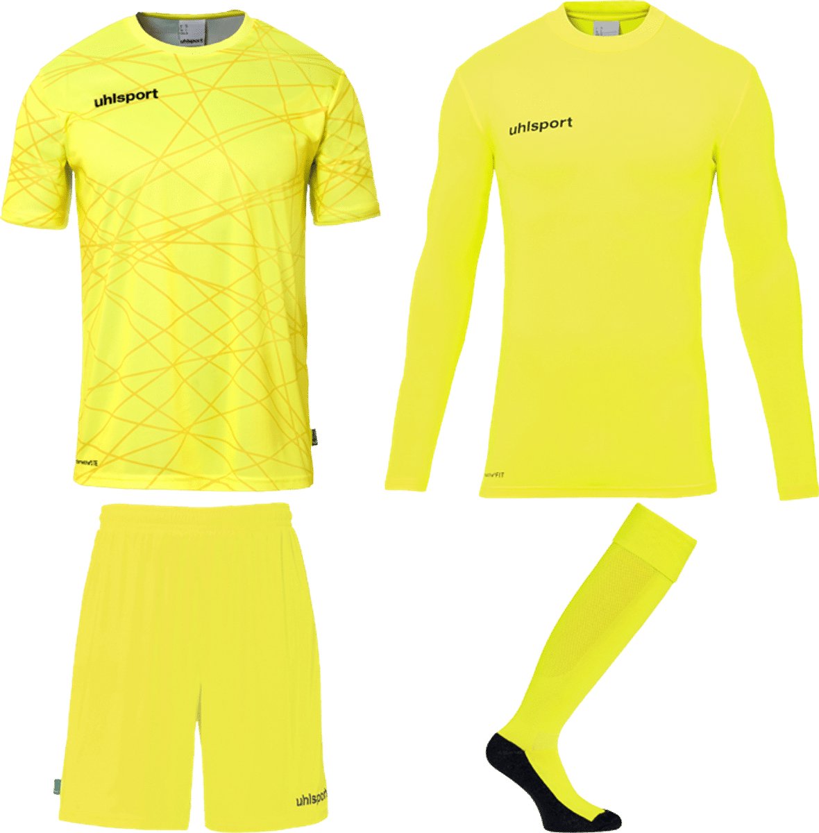 Uhlsport Prediction Bundle Keeperset Kinderen - Fluogeel / Zwart | Maat: 164