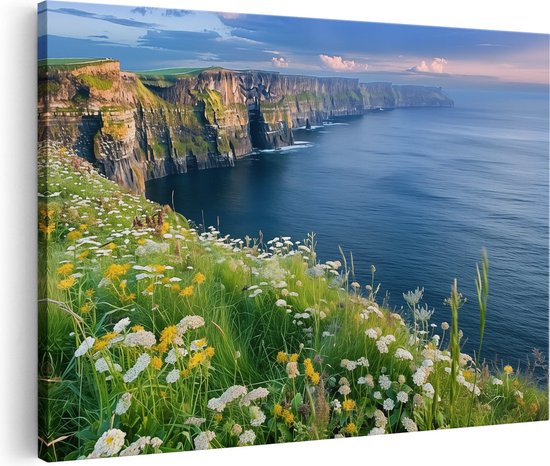 Artaza Canvas Schilderij De Kliffen van Moher, Ierland - 120x80 - Groot - Foto Op Canvas - Canvas Print