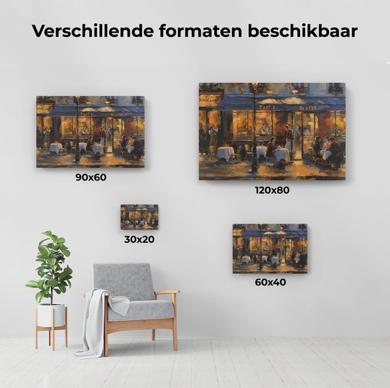 Artaza Tableau sur toile représentant un café à Paris - 90 x 60 - Décoration murale - Photo sur toile - Impression sur toile