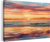 Artaza Canvas Schilderij Kleurrijke Zonsondergang op het Strand - 30x20 - Klein - Foto Op Canvas - Canvas Print