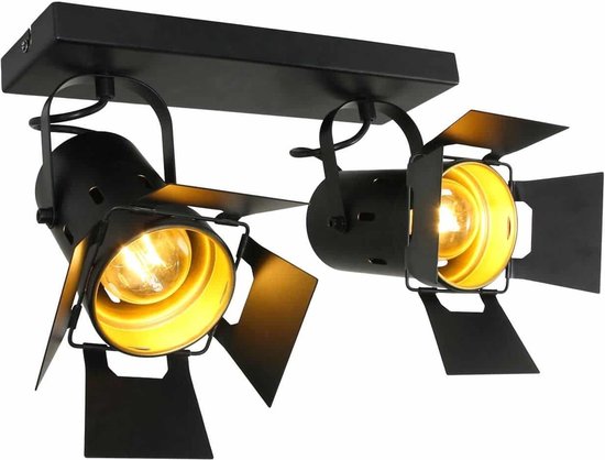 Studio spot Mexlite | 2 lichts | zwart | metaal | hal / woonkamer lamp | modern / industrieel / sfeervol design