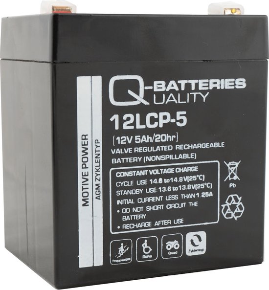 Q-Batteries 12LCP-5 12V - 5Ah AGM Accu Cyclusvast