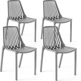 Oviala - Set de 4 chaises en plastique gris