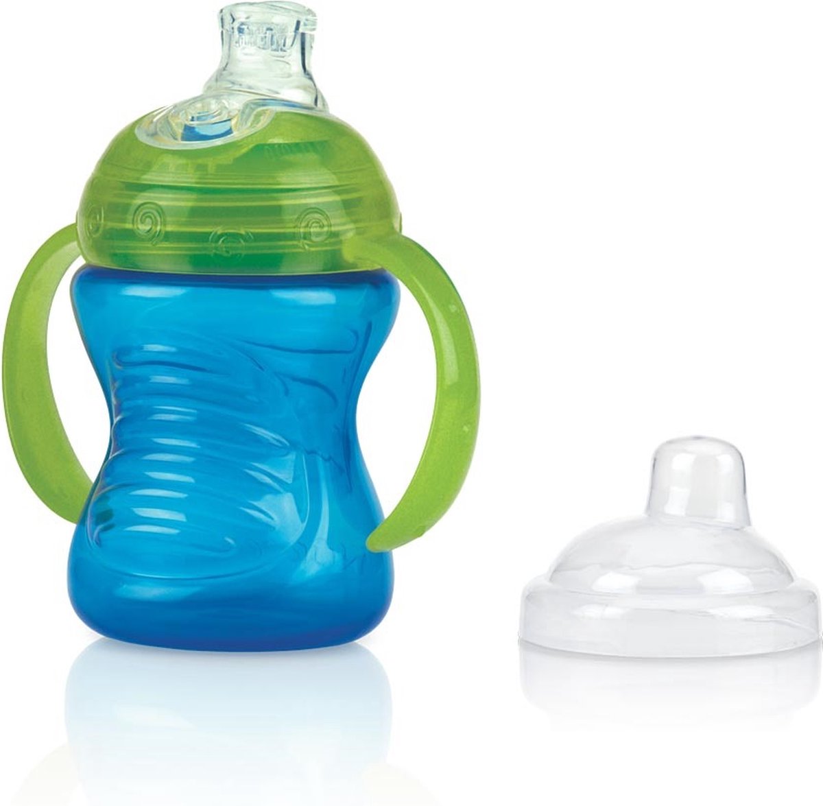 Goedkoopste 1P PP 240ml antilek beker met handgrepen met silicone SUPER drinktuit met PP dop