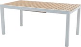 MYLIA Verlengbare tuineettafel van aluminium en polywood L170/230 cm - Licht naturel en wit - MACILA van MYLIA L 230 cm x H 74 cm x D 90 cm