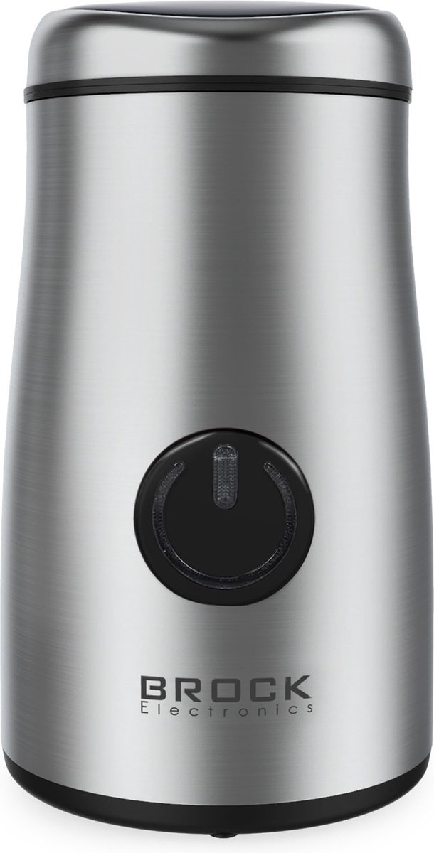 Brock Elektrische Koffiemolen 150W Zilver – Voor Koffiebonen, Kruiden, Noten & Specerijen – Stil, Snel & BPA-vrij – RVS Mes