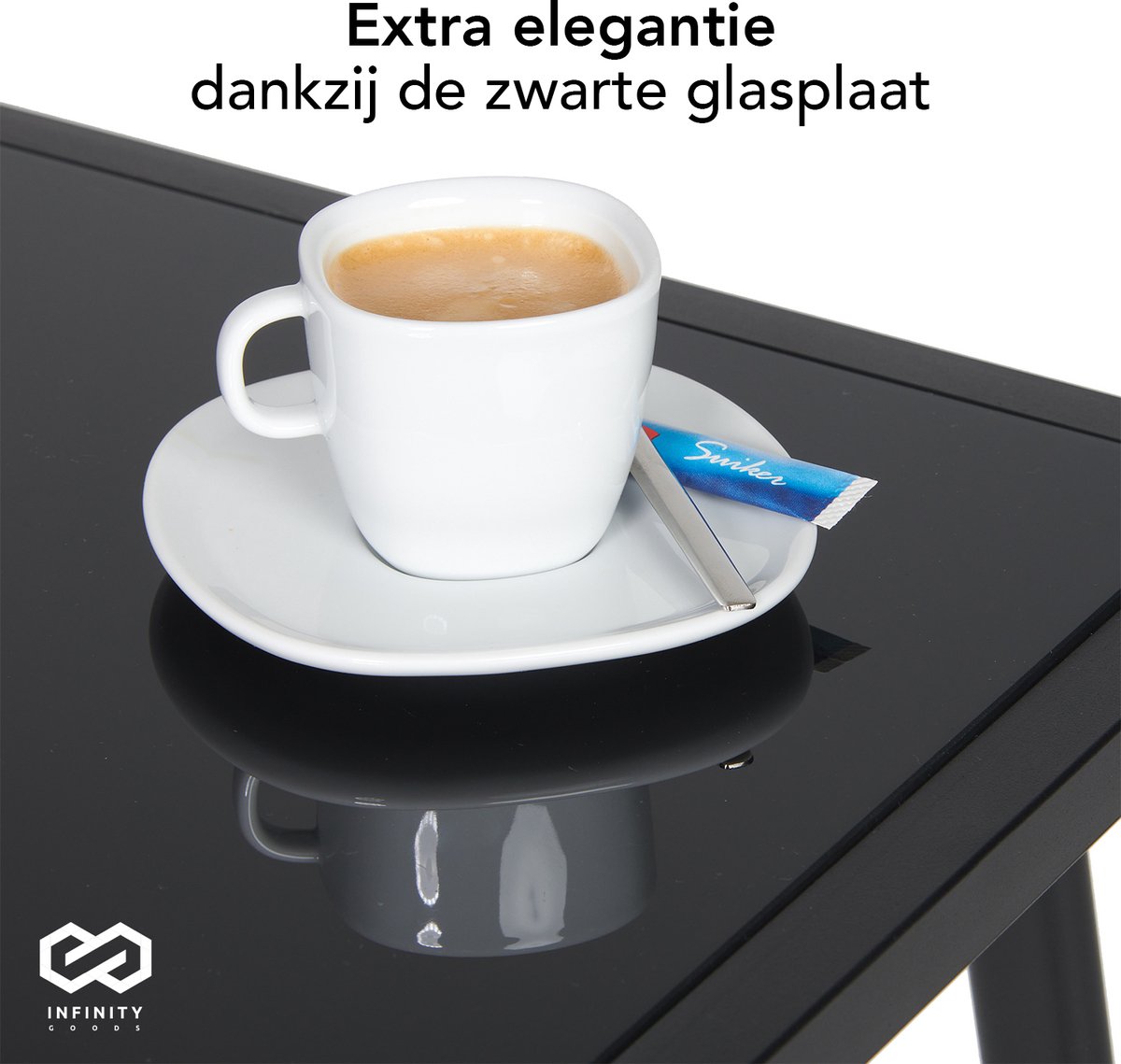 Infinity Goods Tuinset - Loungeset - Tuinmeubelen - Tuinbank - Tuinstoelen - Tuintafel - Glazen blad - 4 Persoons - Zwart/Antraciet thumbnail 6