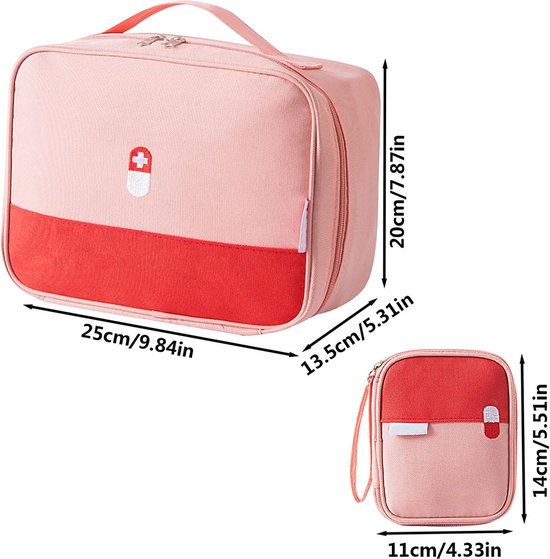 Trousse De Secours Vide – 2 Tailles (grande 25x20x13,5 Cm / Petite 14x11x2 Cm) – Imperméable, Compartiments Multiples – Idéal Maison, Voyage, Sport