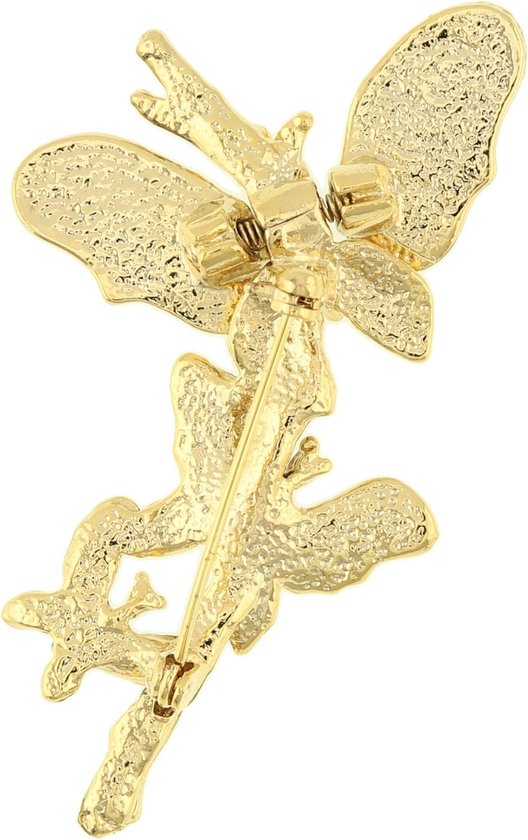 Behave® Broche vlinders oud goud kleur 6,5 cm - Behave
