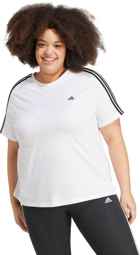 adidas Sportswear Essentials Slim 3-Stripes T-Shirt (Plus Size) - Dames - Wit- 1X