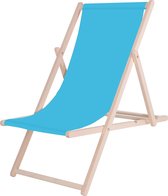Springos Strandstoel - Verstelbaar - Beukenhout - Hangemaakt - Blauw