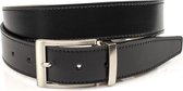 JV Belts Reversibel riem grijs/zwart - heren en dames riem - 3.5 cm breed - Zwart / Grijs - Echt Leer - Taille: 105cm - Totale lengte riem: 120cm