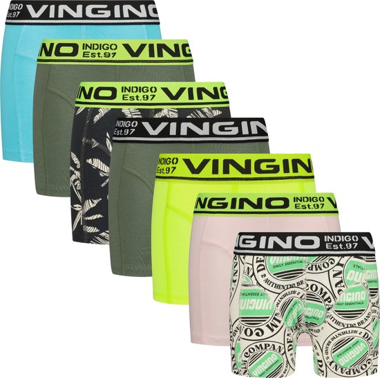 Vingino Boxer-B-SO241 7 Week 7 pack Caleçons Garçons - Multicolore Army Green - Taille L