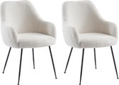 Set de 2 chaises avec accoudoirs en tissu bouclé et métal - Wit - TOYBA L 60 cm x H 81 cm x P 65,5 cm