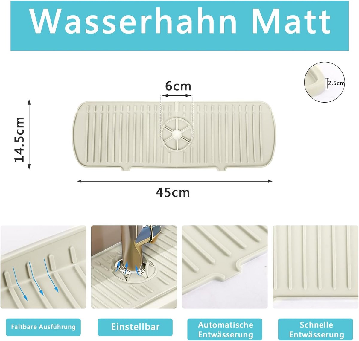 LeKuni Afdruipmat, gootsteen, wastafel, splashpad