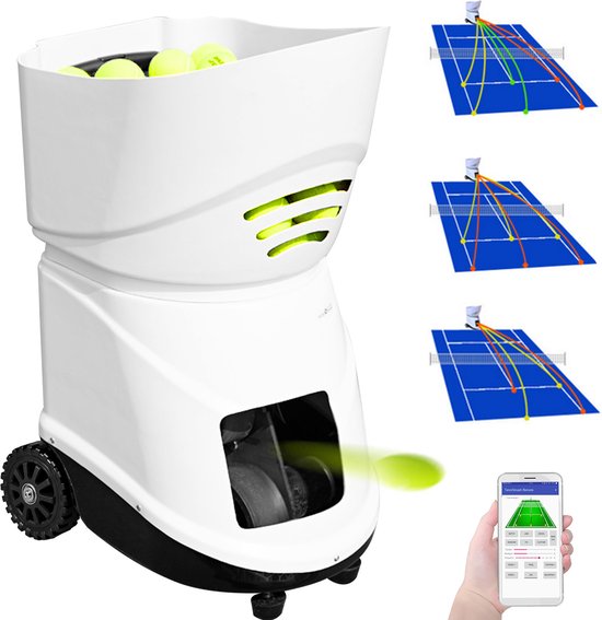 Foto: Vevor ts 06 tennis automatische serveer machine trainer ondersteuning draagbare machine app controle tellen voor tennis training padelmachine ballen schieter ballen kanon ballen werper tennisbal tennis tot 140 km u