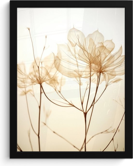 Cadre photo avec affiche - Fleurs séchées - Beige - Plantes - Wit - 30x40 cm - Cadre pour affiche