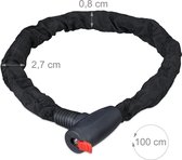 kettingslot, fietsslot of motorslot, 2 sleutels, veilig en stabiel, outdoor, 100 cm lang, met omhulsel, zwart