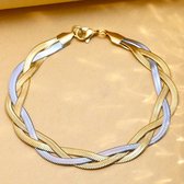 18K Gold Plated Twisted Silver Snake Chain Bracelet