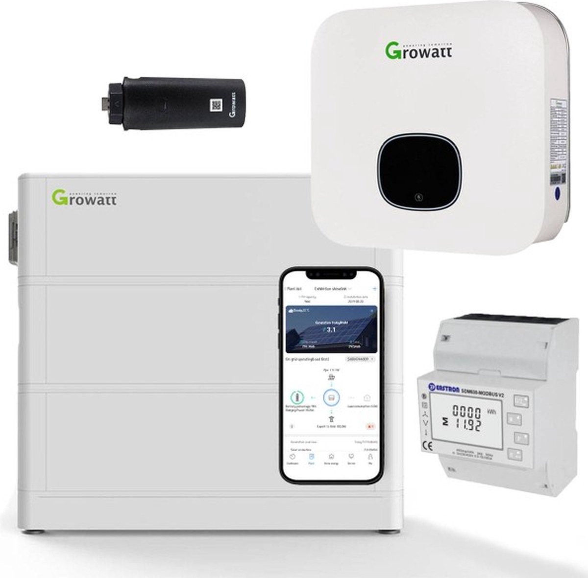 Growatt MIN 4600-XH 4,6kW Hybride Omvormer Met 5,12kWh Thuisbatterij
