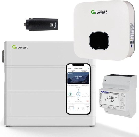 Growatt MIN 4600-XH 4,6kW Hybride Omvormer Met 5,12kWh Thuisbatterij