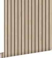 ESTAhome behang houten wandpanelen 3d beige - 139607 - 0.53 x 10.05 m