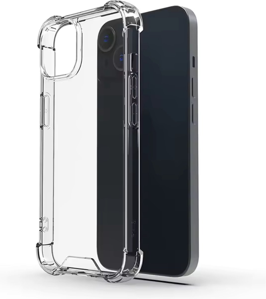 Optimity Hoesje voor iPhone 13 - Transparante Acryl Achterkant, Schokbestendig + Gehard Glas Schermbeschermer